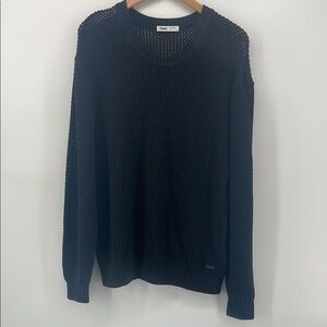 Aritzia TNA Open Knit Crewneck Sweater in Black L G5